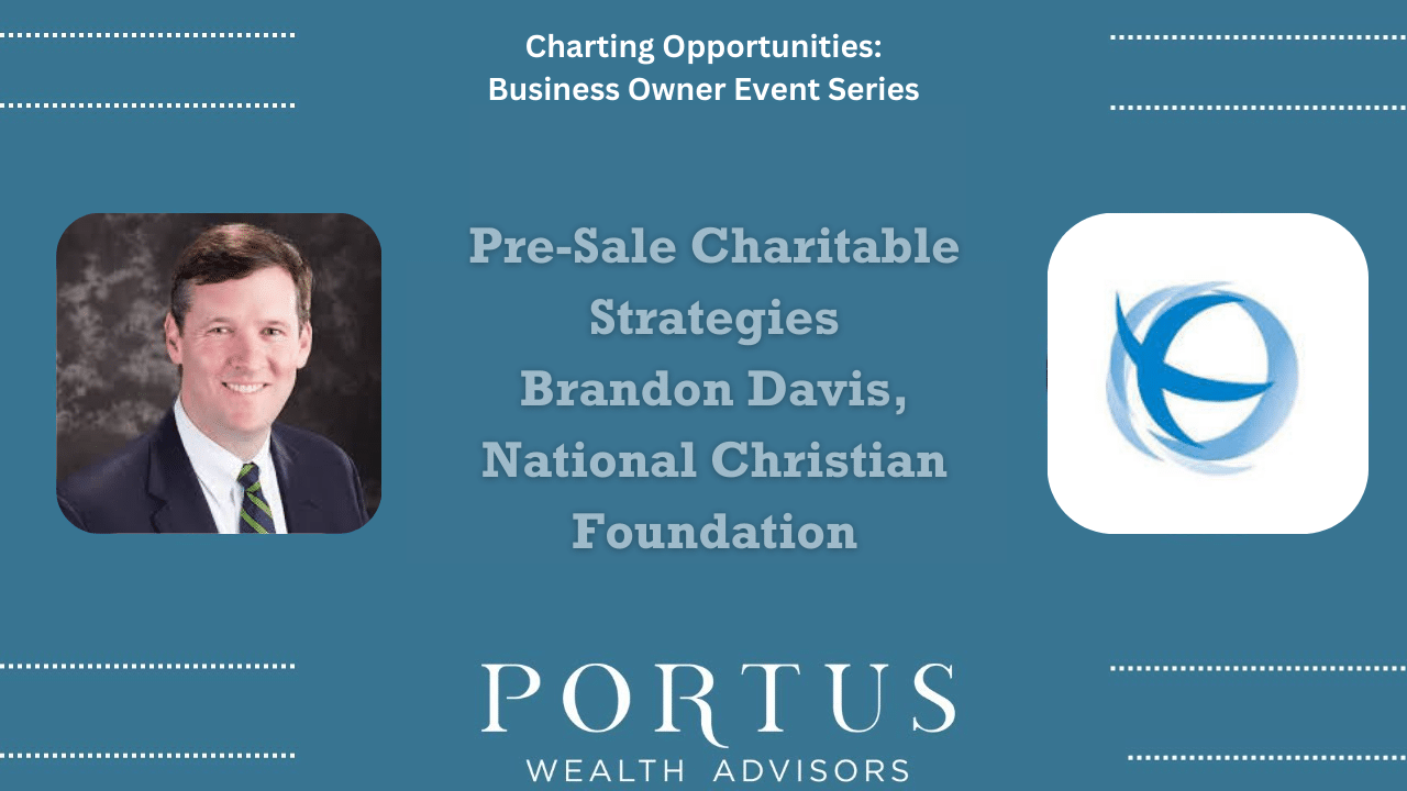 Picture of Brandon Davis and image of NCF with heading "Pre-Sale Charitable Strategies".