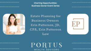 Erin Patterson Main Thumbnail Charting Opportunities thumbnail for Erin Patterson episode, including her picture, company logo (Erin Patterson Law) and name of the episode (Estate Planning For Business Owners).