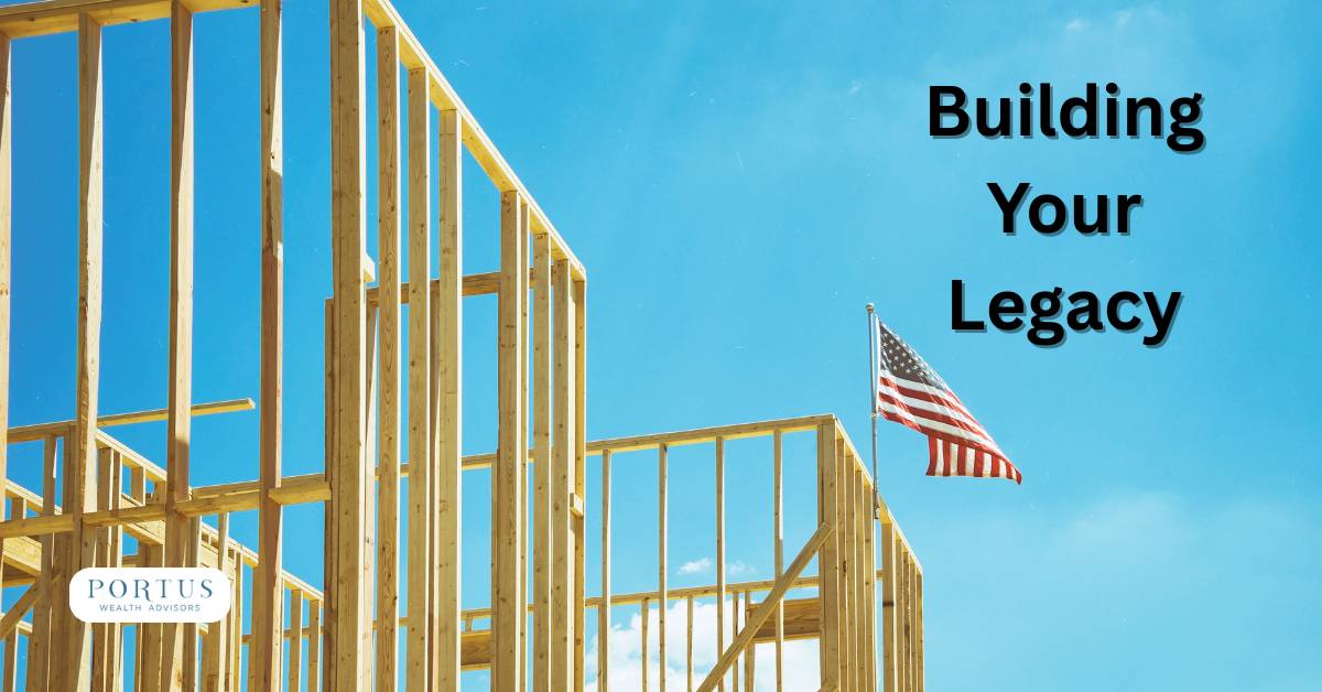 Wood framing of a house with the heading "Building Your Legacy".