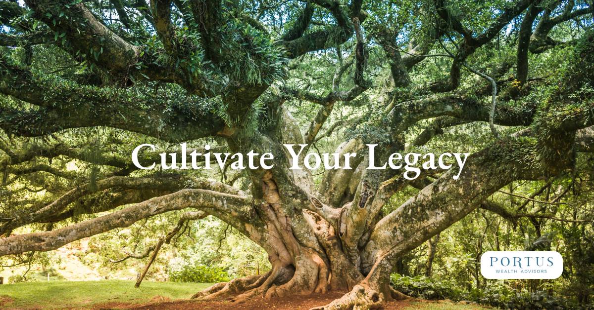 An old tree with large roots and branches. Heading front and center reading "Cultivate Your Legacy".