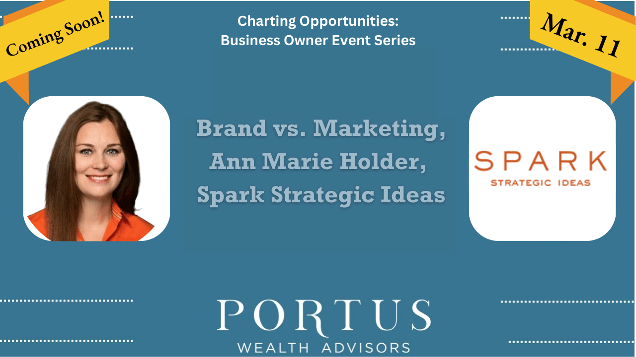 Charting Opportunities thumbnail promoting March 2026 guest Anne Marie Holder of Spark Strategic Ideas and her brand vs marketing strategy.