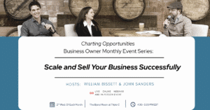 Charting Opportunities Featured Image At the top of the graphic, an image of William Bissett, founder of Portus Wealth Advisors and two of his previous guests, Dr, Carlos and Nathalie Jorge. Below that are the details for the monthly interview series.
